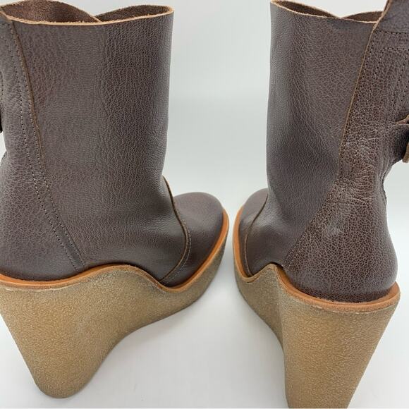 PIERRE HARDY Grain Calf Wedge Ankle Bootie In Taupe Size 37 Contemporary Minimal - Picture 11 of 15